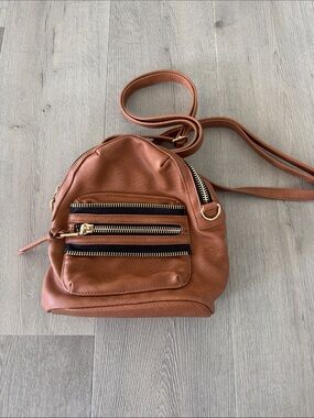 MMS Design Studio Tan Leather Mini Backpack with Gold Hardware